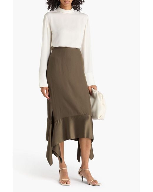 Theory White Pussy-Bow Silk-Crepe Blouse