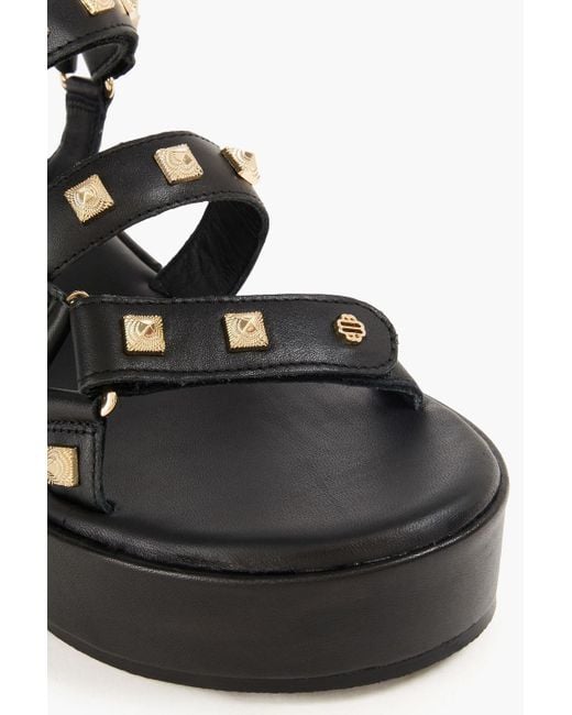 Maje Black Studded Leather Platform Sandals