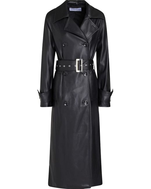 Stand Studio Malou Faux Leather Trench Coat in Black | Lyst Canada