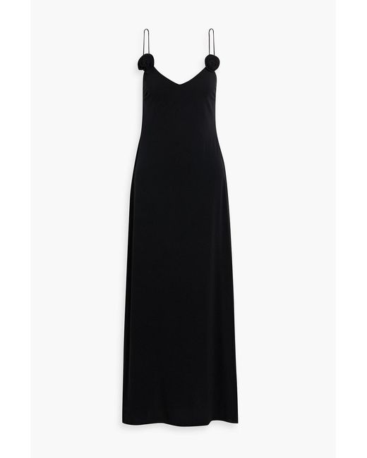 Magda Butrym Black Floral-Appliquéd Stretch-Jersey Maxi Dress