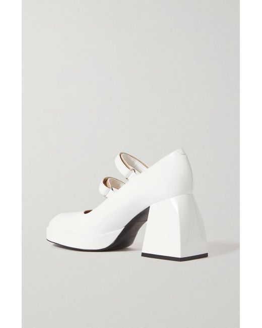 NODALETO Bulla Babies Patent-leather Platform Mary Jane Pumps in White ...