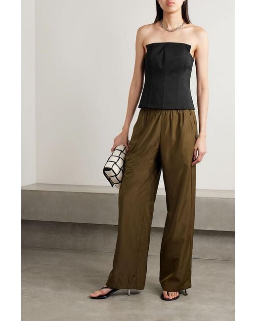 Tibi Black Chino Strapless Cotton-Blend Twill Bustier Top