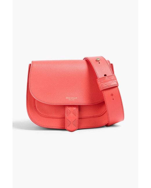 Serapian Red Luna Pebbled-leather Cross-body Bag