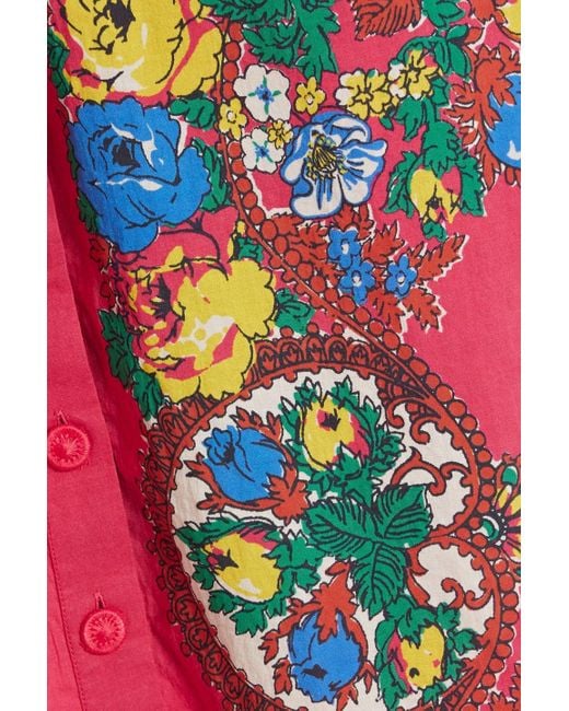 Cara Cara Red Simone Printed Cotton-poplin Midi Dress