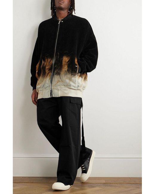 Rick Owens Black Oversized Printed Cotton-Corduroy Bomber Jacket for men
