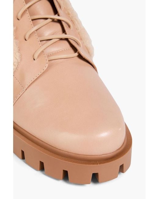 Alexandre Birman Natural Clarita Bow-Detailed Shearling Combat Boots