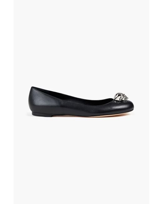 Alexander McQueen Black Skull ballerinas aus leder mit verzierung