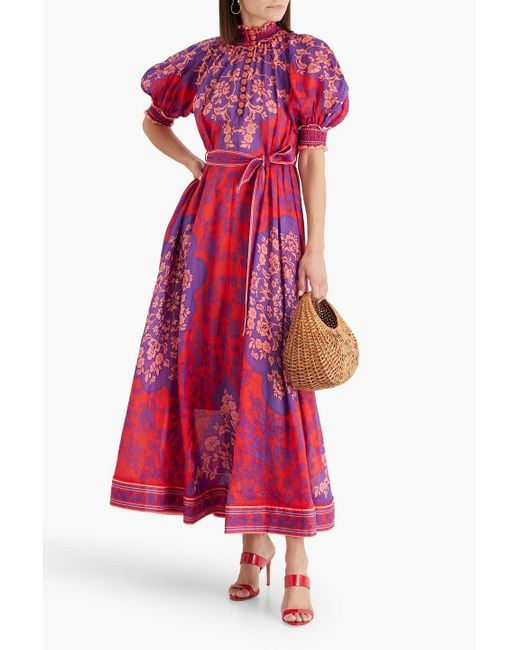 zimmermann ginger swing belted floral print ramie voile maxi dress Zimmermann Ginger Swing Maxi Dress in Cream Multi
