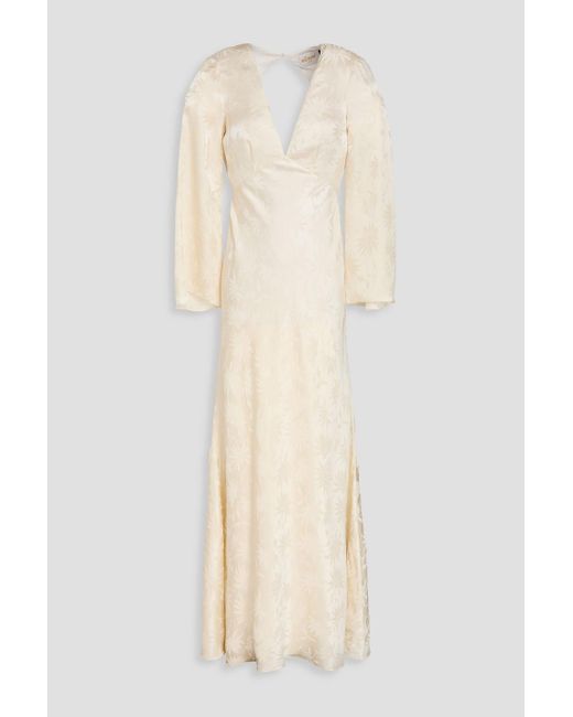 Rixo Natural Robe "rosabella" aus glänzendem seiden-jacquard