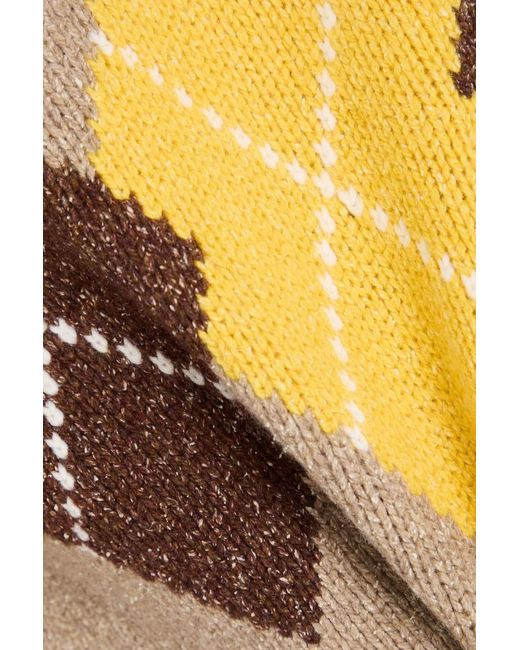 Claudie Pierlot Natural Intarsia Wool And Silk-blend Turtleneck Sweater