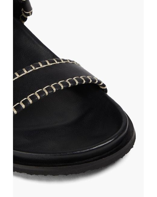 FRAME Black Le Marcel Whipstitched Leather Sandals