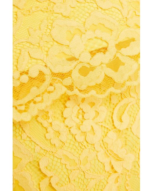 Rasario Yellow Midikleid aus schnurgebundener spitze aus einer baumwollmischung