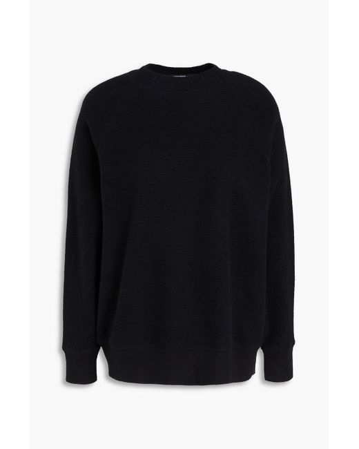 James Perse Black Waffle-knit Cotton And Cashmere-blend Sweater