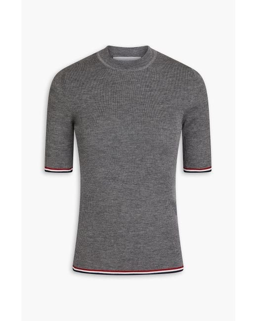 Thom Browne Gray Ribbed Wool-blend Sweater