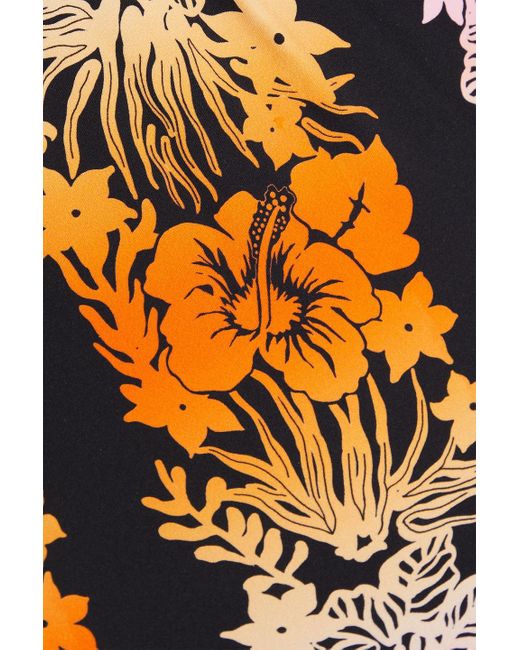 Sandro Black Bandeau-badeanzug mit floralem print und cut-outs