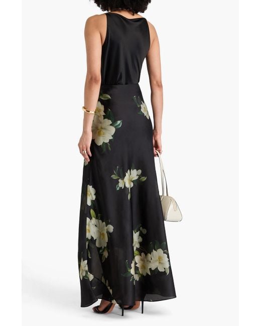 Zimmermann Black Floral-print Silk-organza Maxi Skirt
