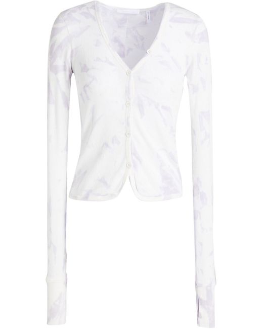 Helmut Lang Tie-dyed Ribbed Cotton-jersey Top in Lilac (Purple) | Lyst