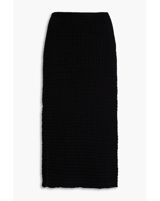 Jil Sander Black Midirock aus baumwolle in waffelstrick