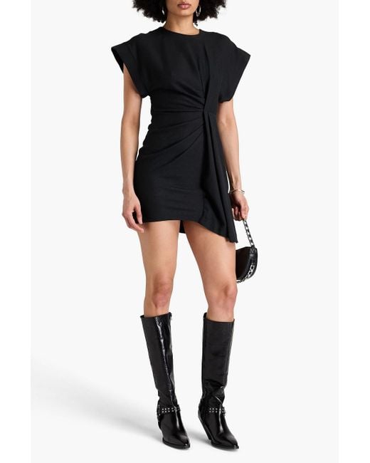IRO Black Ruched Crepe Mini Dress