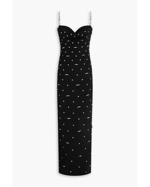 Versace Black Crystal-Embellished Silk-Crepe Maxi Dress