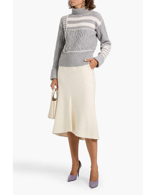 Jonathan Simkhai White Maggi Ribbed And Cable-Knit Wool And Cashmere-Blend Turtleneck Sweater