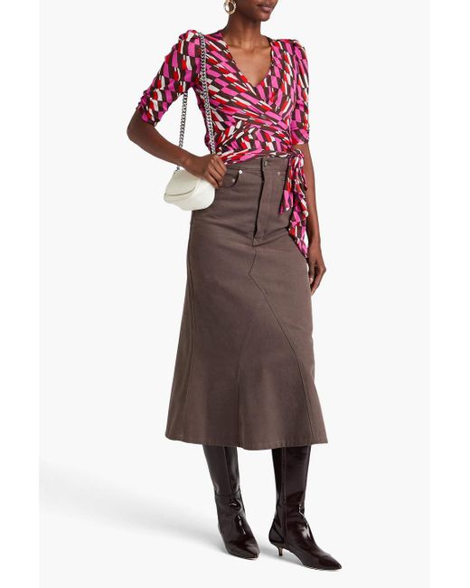 Diane von Furstenberg Red Abbie body aus mesh mit print und schleife