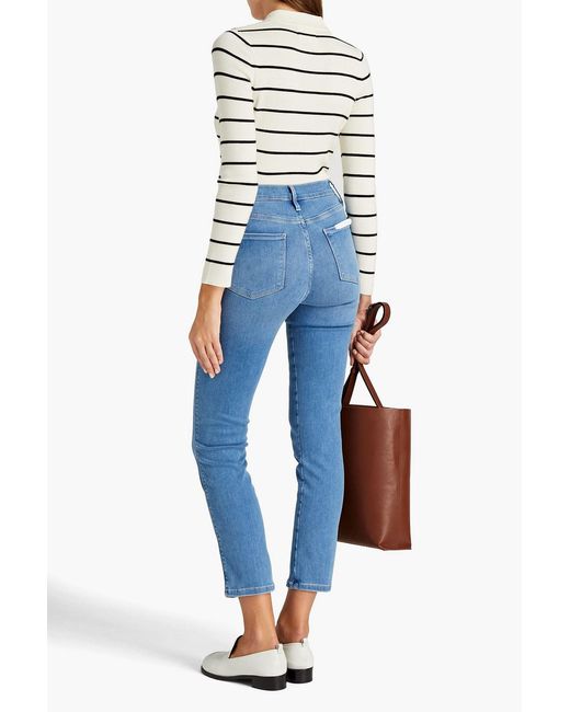 FRAME Blue Le Sylvie Cropped High-rise Straight-leg Jeans