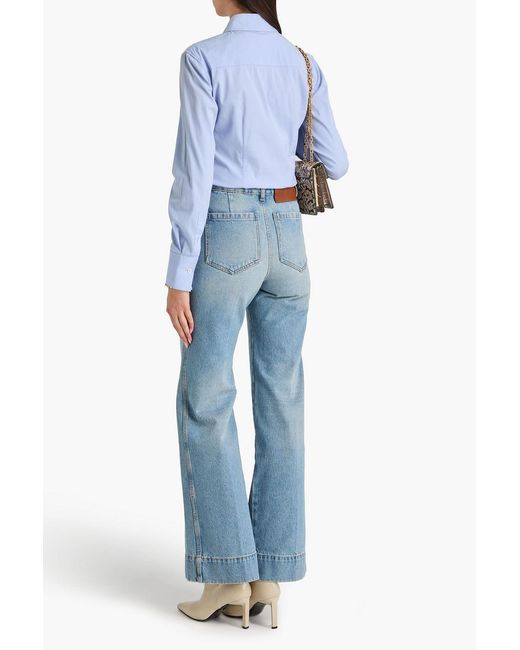 Victoria Beckham Blue High-Rise Flared Jeans