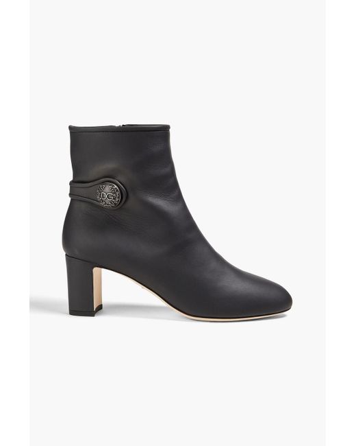 Dolce & Gabbana Black Ankle boots aus leder mit zierknöpfen