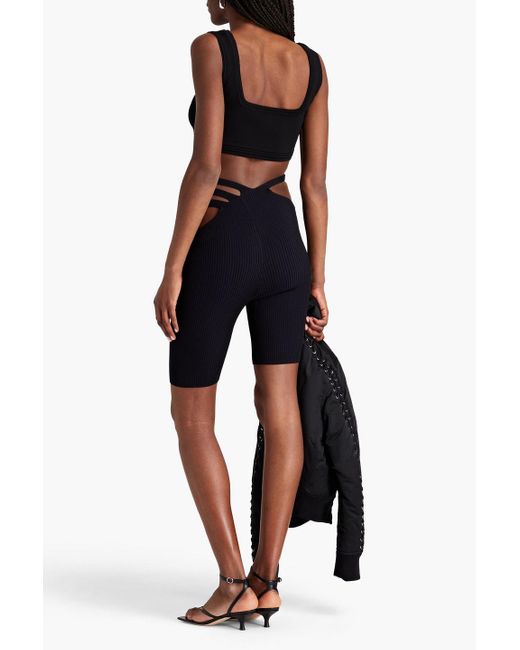 Dion Lee Blue Cutout Ribbed-knit Shorts