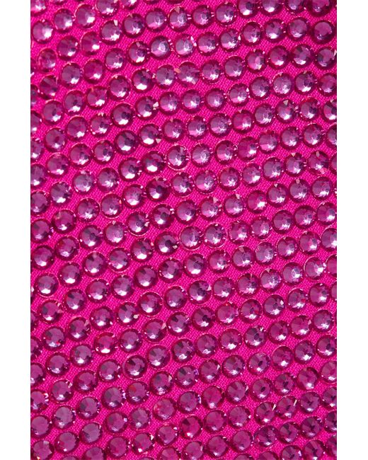 Area Pink Cropped Crystal-embellished Wool-blend Top
