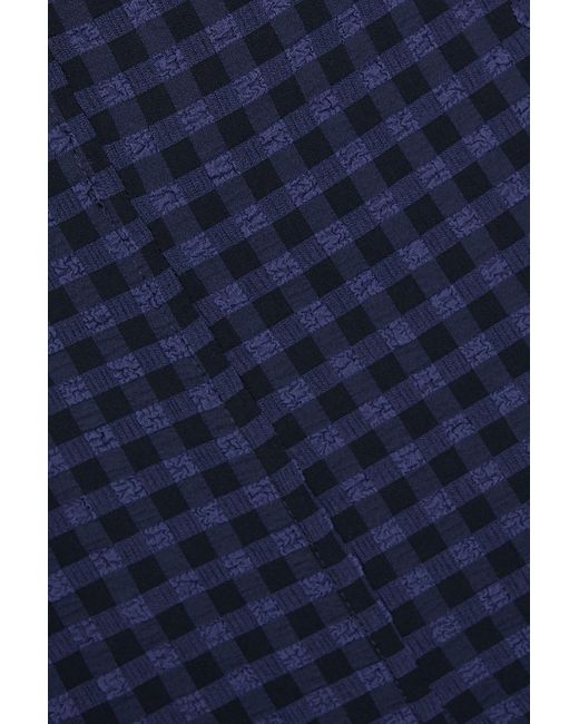 Ganni Blue Seersucker Straight-leg Pants
