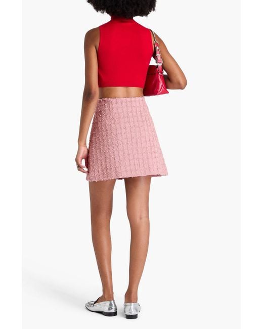 Versace Pink Wool-Blend Bouclé-Tweed Mini Wrap Skirt