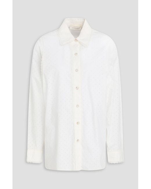 Zimmermann White Perforated Cotton-poplin Shirt