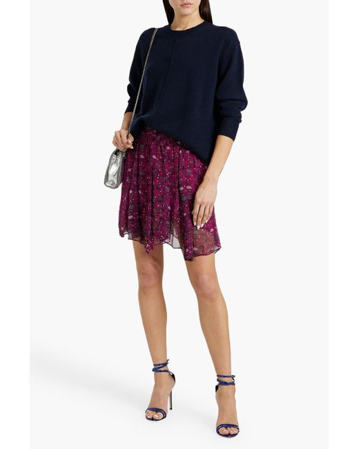 Isabel Marant Purple Oda Floral-Print Silk-Crepon Mini Skirt