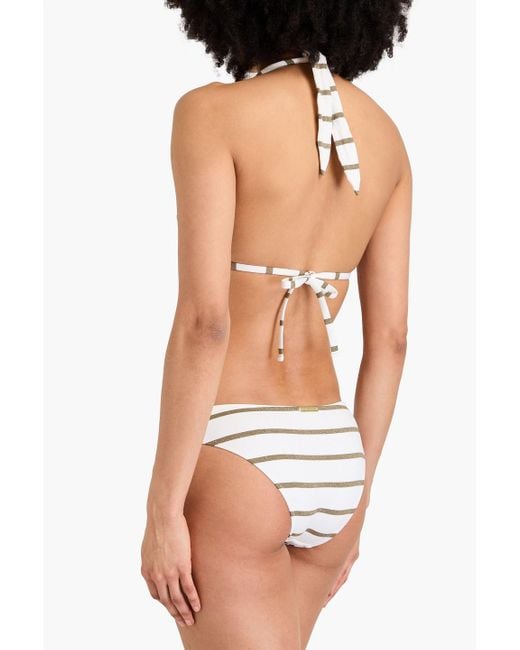 Heidi Klein White St Tropez Metallic Striped Low-rise Bikini Briefs
