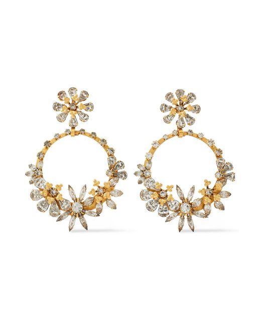 Elizabeth Cole Metallic 24-karat -plated Swarovski Crystal Earrings