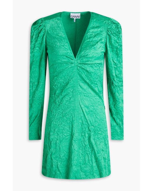 Ganni Green Minikleid aus satin in knitteroptik