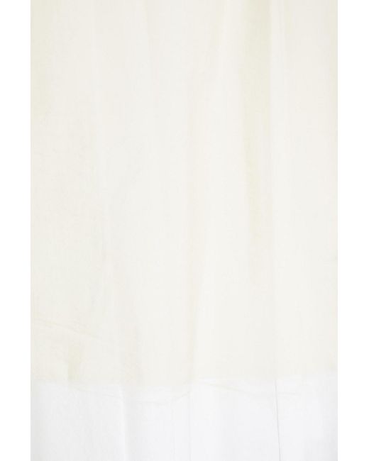 Khaite White Luca Layered Poplin And Silk-blend Organza Midi Skirt