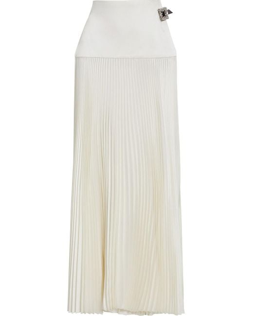 Alexandre Vauthier White Embellished Pleated Silk-blend Satin Maxi Wrap Skirt