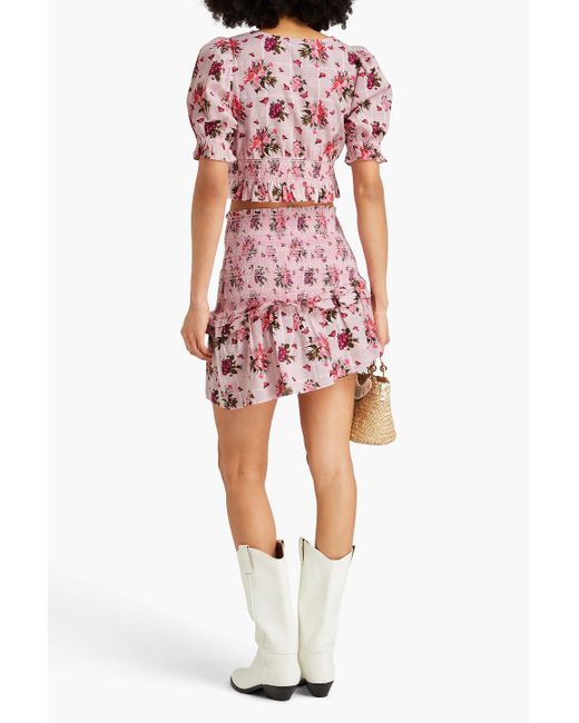 LoveShackFancy Pink Ophira cropped oberteil aus baumwolle mit floralem print