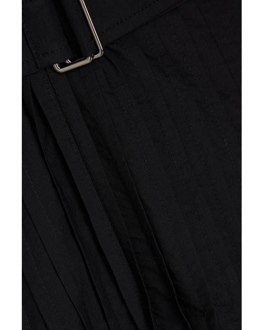 Brunello Cucinelli Black Maxikleid aus taft und popeline aus einer baumwollmischung mit gürtel