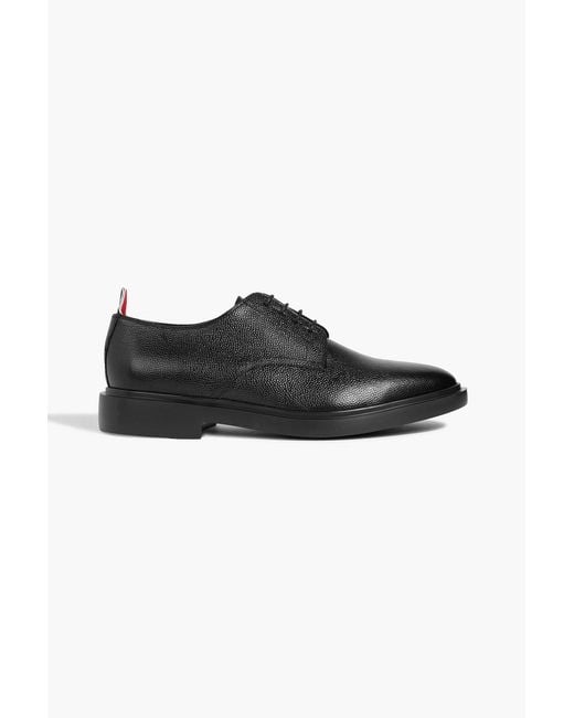 Thom Browne Black Pebbled-Leather Derby Shoes for men