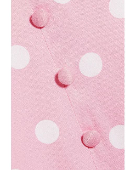 Sleeper Pink Bella Polka-dot Charmeuse Maxi Dress