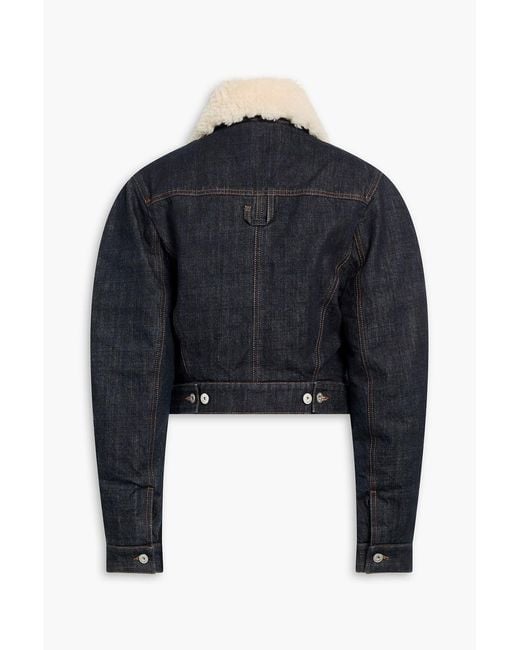 Jacquemus Blue The Ovalo Fleece-trimmed Denim Jacket