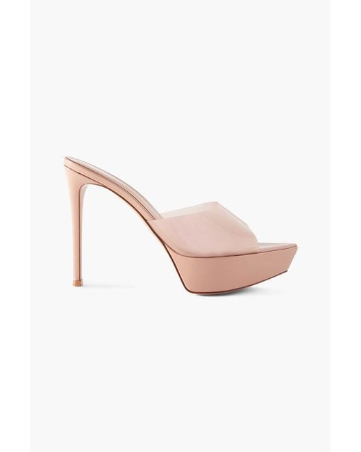Gianvito Rossi Pink Betty 115 Patent-leather And Pvc Platform Mules