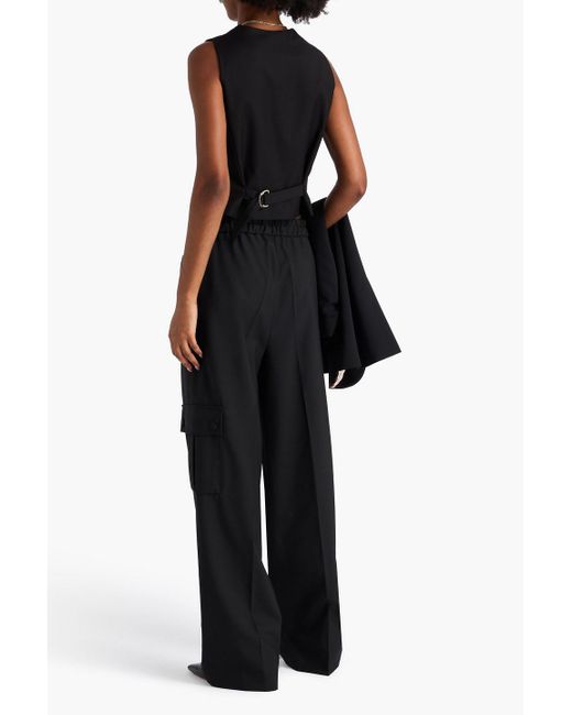 Sandro Black Wool-Blend Cargo Pants