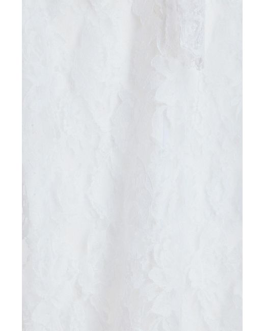 Dolce & Gabbana White Pussy-Bow Cotton-Blend Lace Blouse