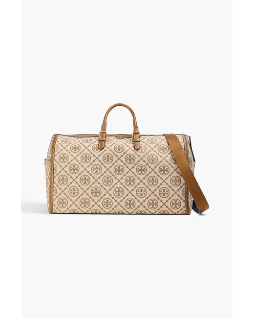 Tory Burch Natural T Monogram Jacquard Duffle Bag