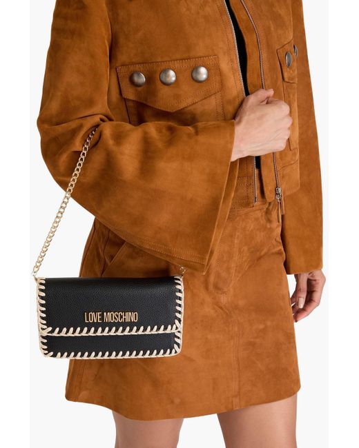 Love Moschino Black Schultertasche aus strukturiertem kunstleder